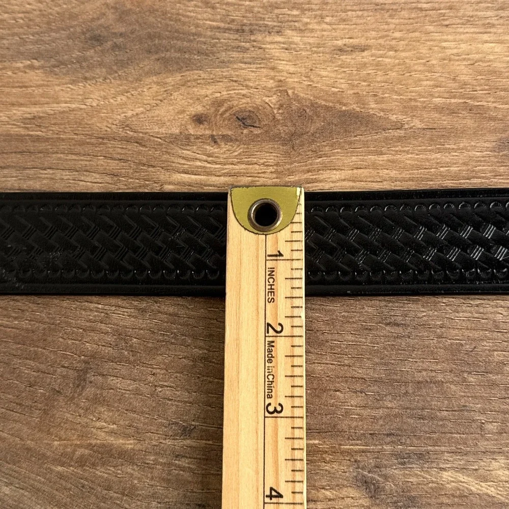 Vintage Ranger Belt Co Western Leather‎ Belt Basketweave Tooled Mens Black 42